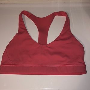 Pink Lululemon spots bra